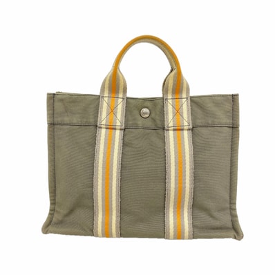 【6ib1326】エルメス トートバッグ フールトゥPM キャンバス グレー シルバー金具【中古】メンズ レディース ユニセックス