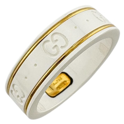 GUCCI Icon Ring With Yellow Gold Interlocking G "White"