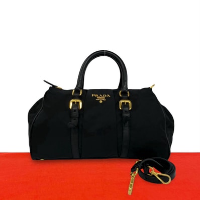 PRADA プラダ ロゴ 金具 ナイロン レザー ショルダーバッグ ブラック
39291