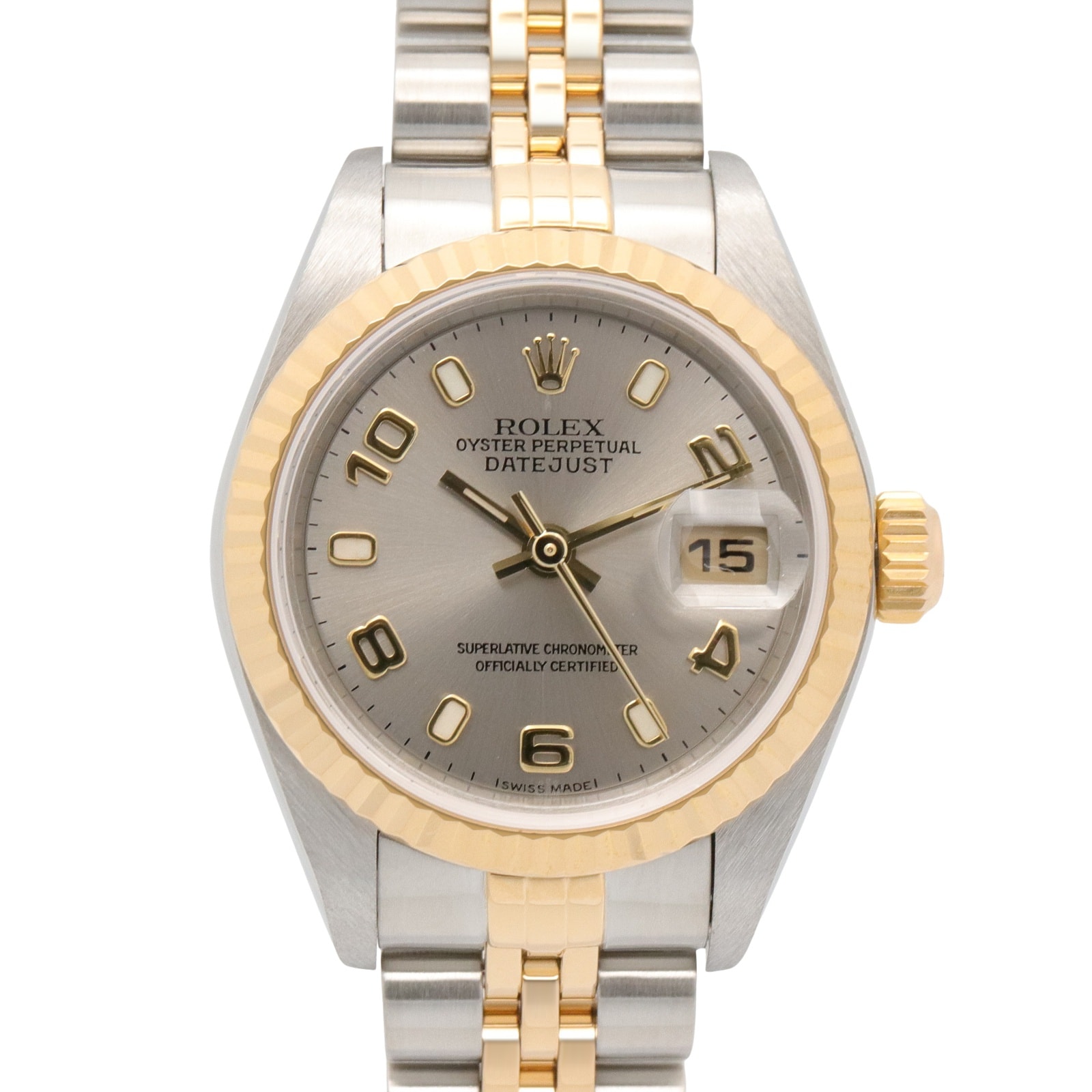 ロレックス ROLEX デイトジャスト K番 腕時計 時計 K18(イエローゴールド) ステンレススチール レディース シルバー系 飛びアラビア 79173 【中古】