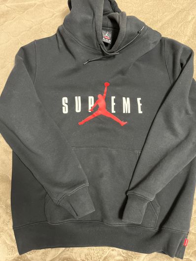 Supreme NIKE Air Jordan Hooded Sweatshirt "Black"