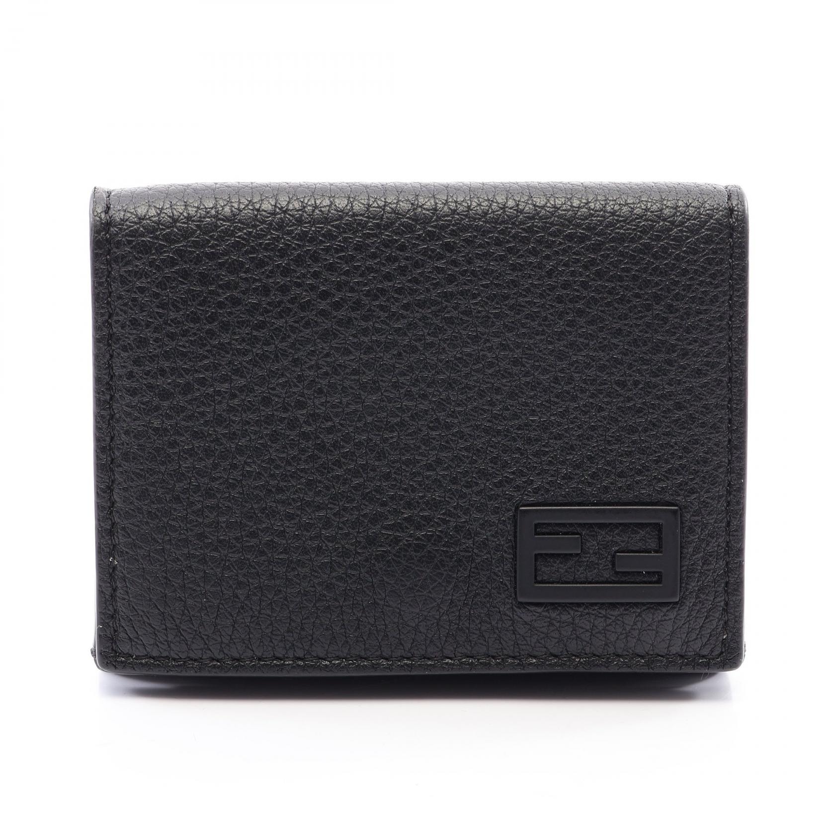 フェンディ FENDI FF 三つ折り財布 財布 レザー レディース ブラック系 【中古】
