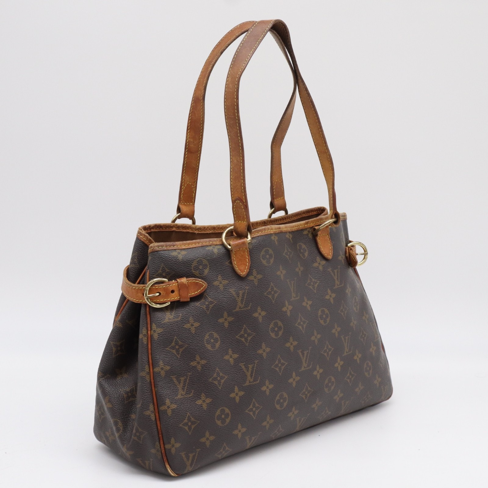 LOUIS VUITTON ルイ・ヴィトン モノグラム バティニョールオリゾンタル M51154 ハンドバッグ ブラウン コーティングキャンバス レザー レディース