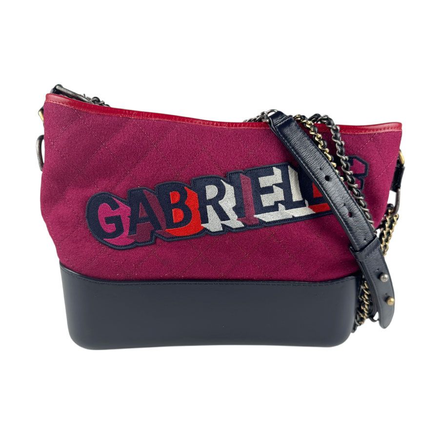 シャネル CHANEL ショルダーバッグ ガブリエル ドゥ シャネル  ウール/レザー ボルドー/ネイビー レディース【中古】 z6796