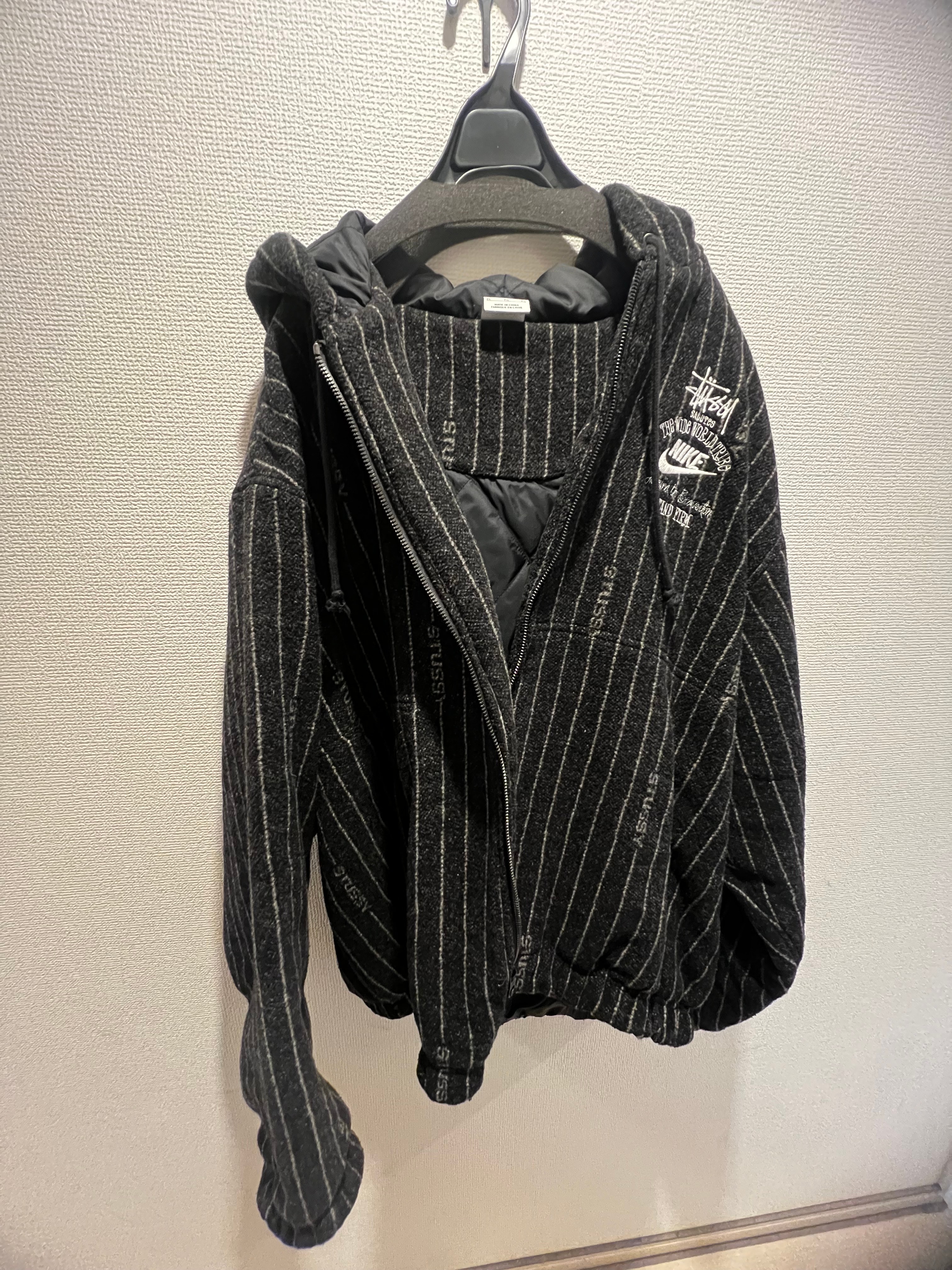 Stussy x Nike Striped Wool Jacket "Black"