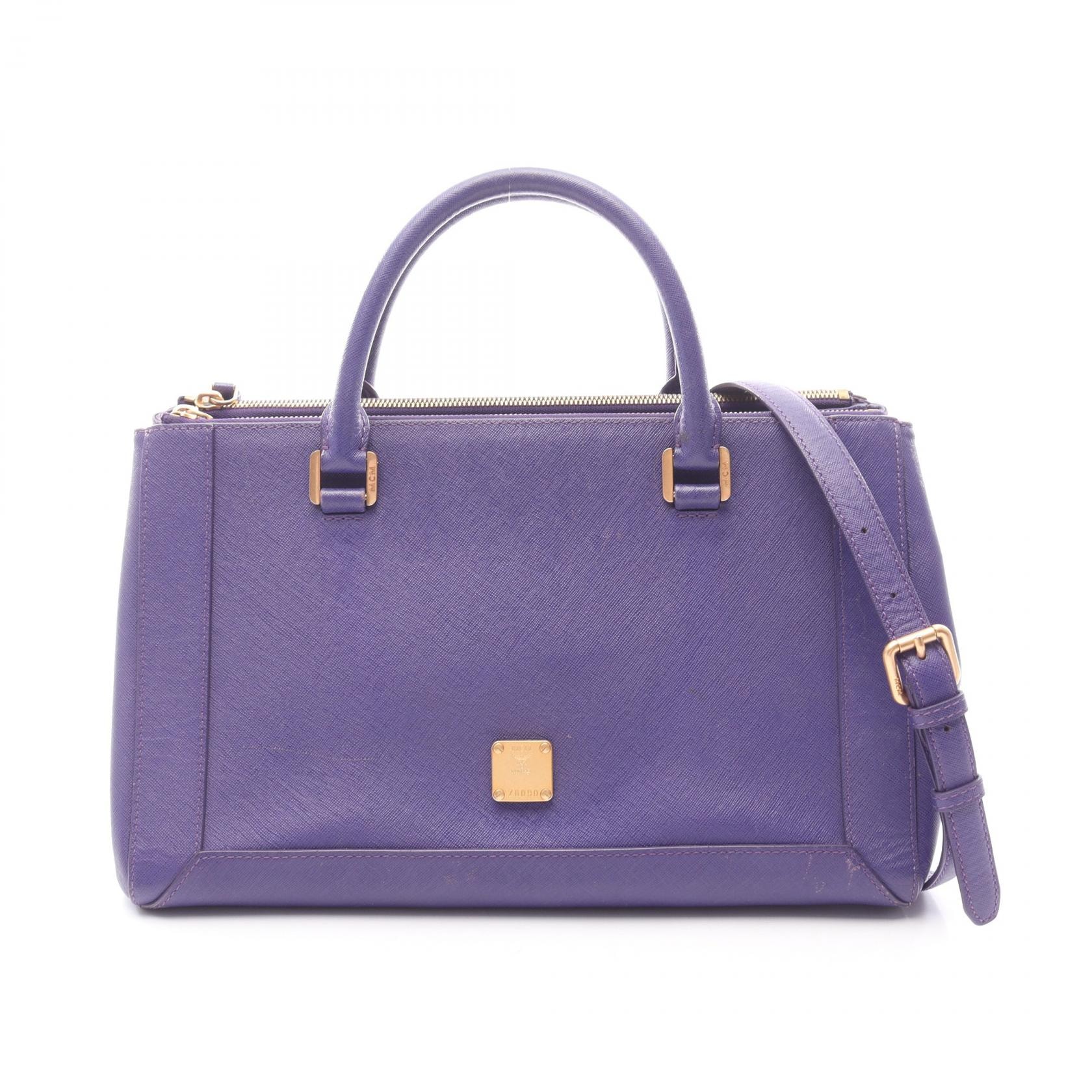 エム・シー・エム MCM Nuovo 2WAY ハンドバッグ バッグ レザー レディース パープル系 【中古】