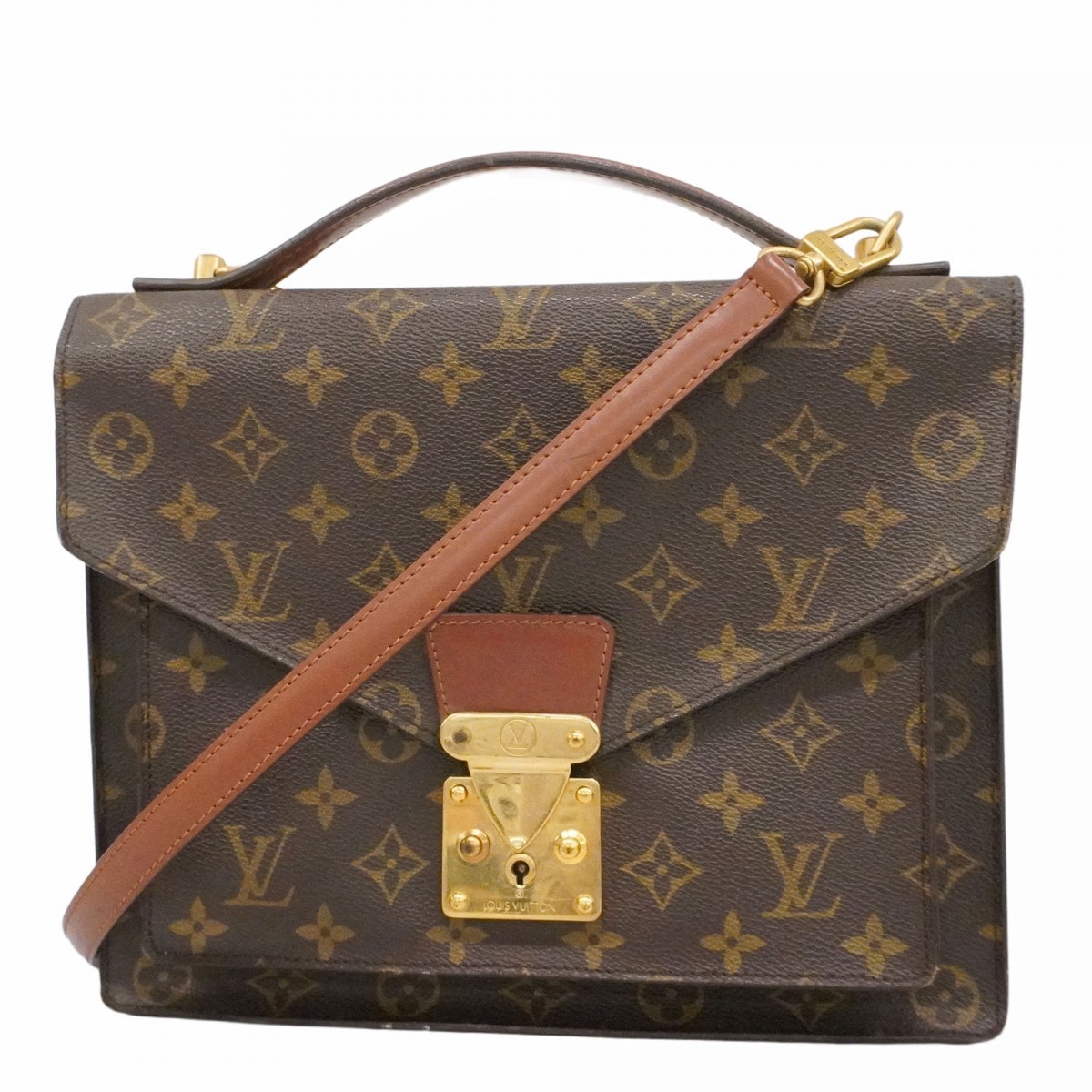 【6dd4427】ルイヴィトン ハンドバッグ モノグラム モンソー28 M51185 ブラウン 2wayバッグ【中古】レディース