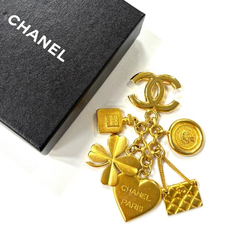 シャネル CHANEL アイコンチャーム ブローチ ヴィンテージ 95A ココマーク マトラッセ GP ゴールド【鑑定済み】正規品