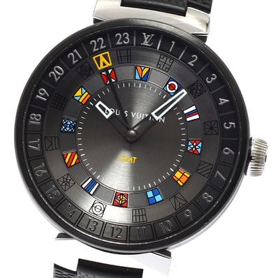 ルイ・ヴィトン タンブール ムーンデュアルタイム QA097 メンズ 【中古】