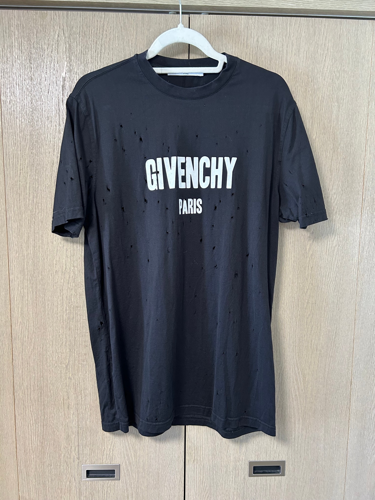 GIVENCHY ジバンシィ デストロイ加工 ロゴTシャツ ブラック XS