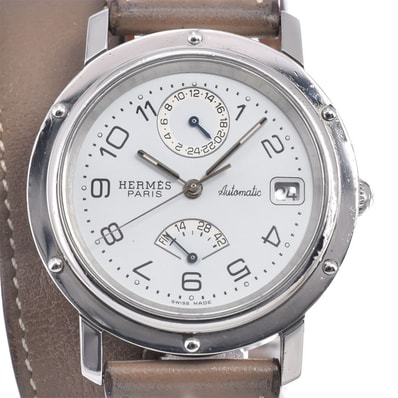 エルメス HERMES CL5.710 クリッパー ドゥブルトゥール ホワイト 自動巻き メンズ 腕時計 B#149474