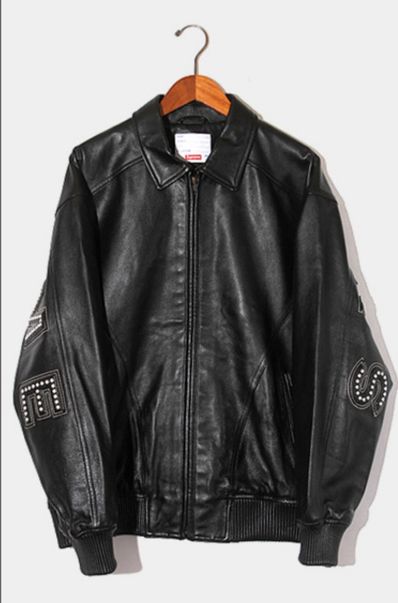 Supreme Studded Arc Logo Leather Jacket "Black"