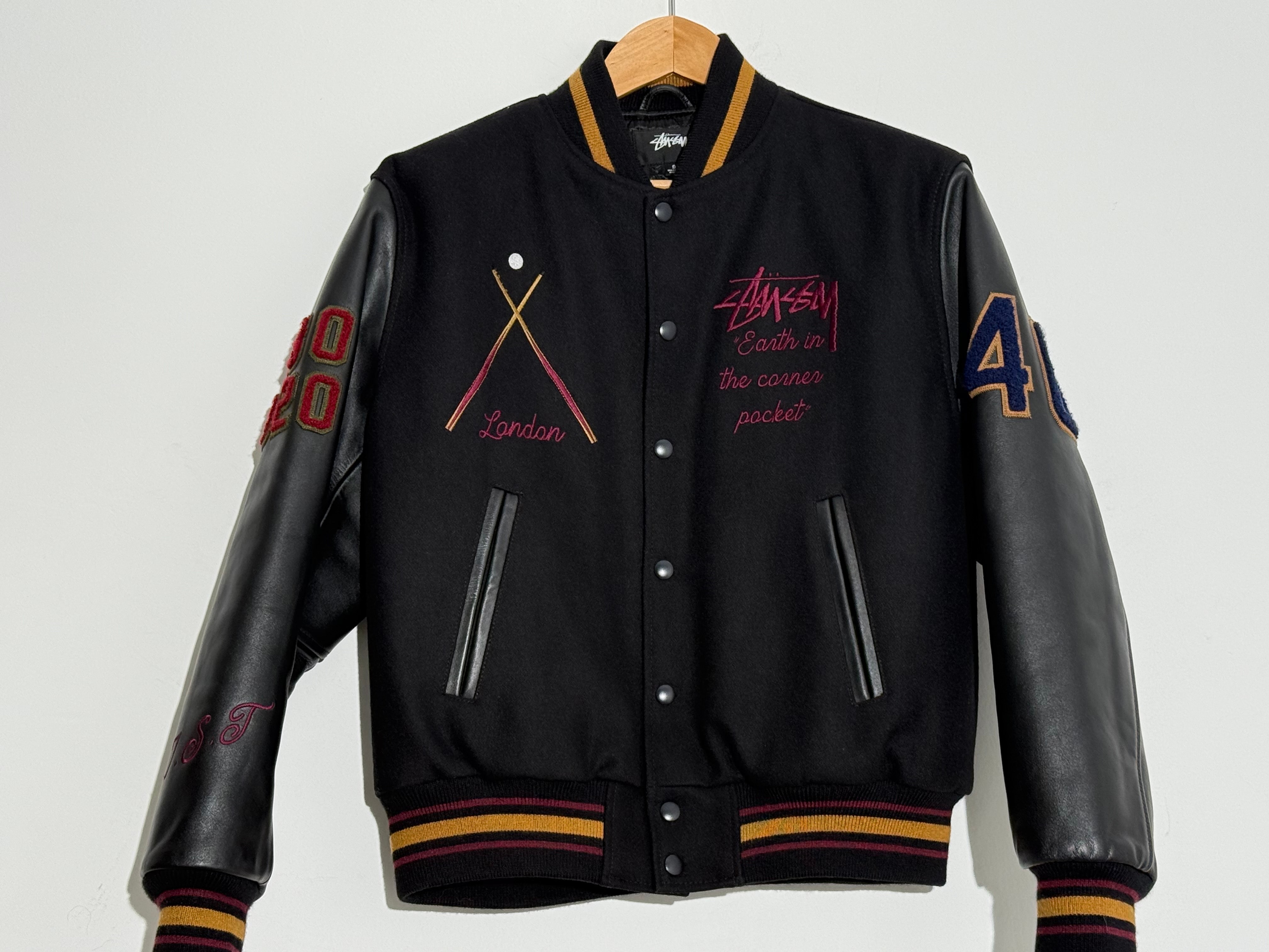 Stussy 40TH ANNIVERSARY IST VARSITY JACKET "Black"