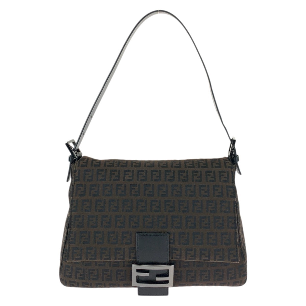 美品 FENDI フェンディ ヴィンテージ マンマバケット ズッキーノ ダークブラウン ガンメタ金具 ナイロン レザー/ ショルダーバッグ ハンドバッグ 601546 【中古】