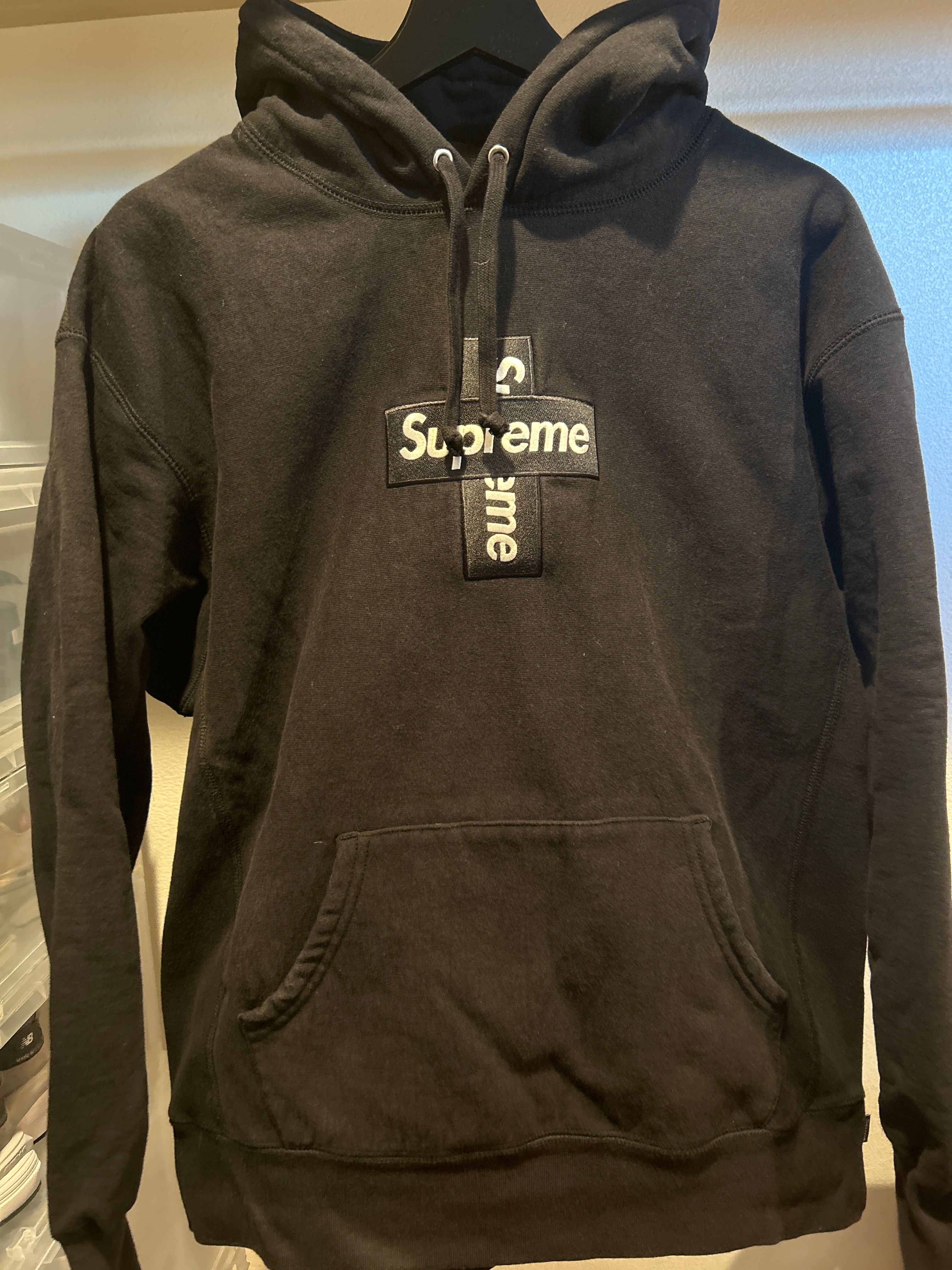 Supreme Cross Box Logo Hooded Sweatshirt "Black"