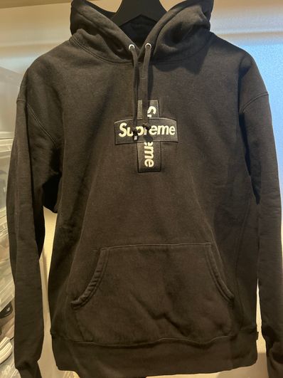 Supreme Cross Box Logo Hooded Sweatshirt "Black"