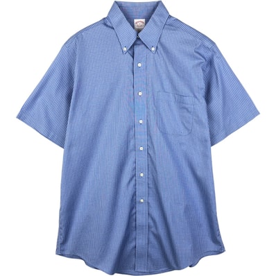 古着 ブルックスブラザーズ Brooks Brothers Est.1818 半袖 ボタンダウン チェックシャツ メンズL相当/eaa644930