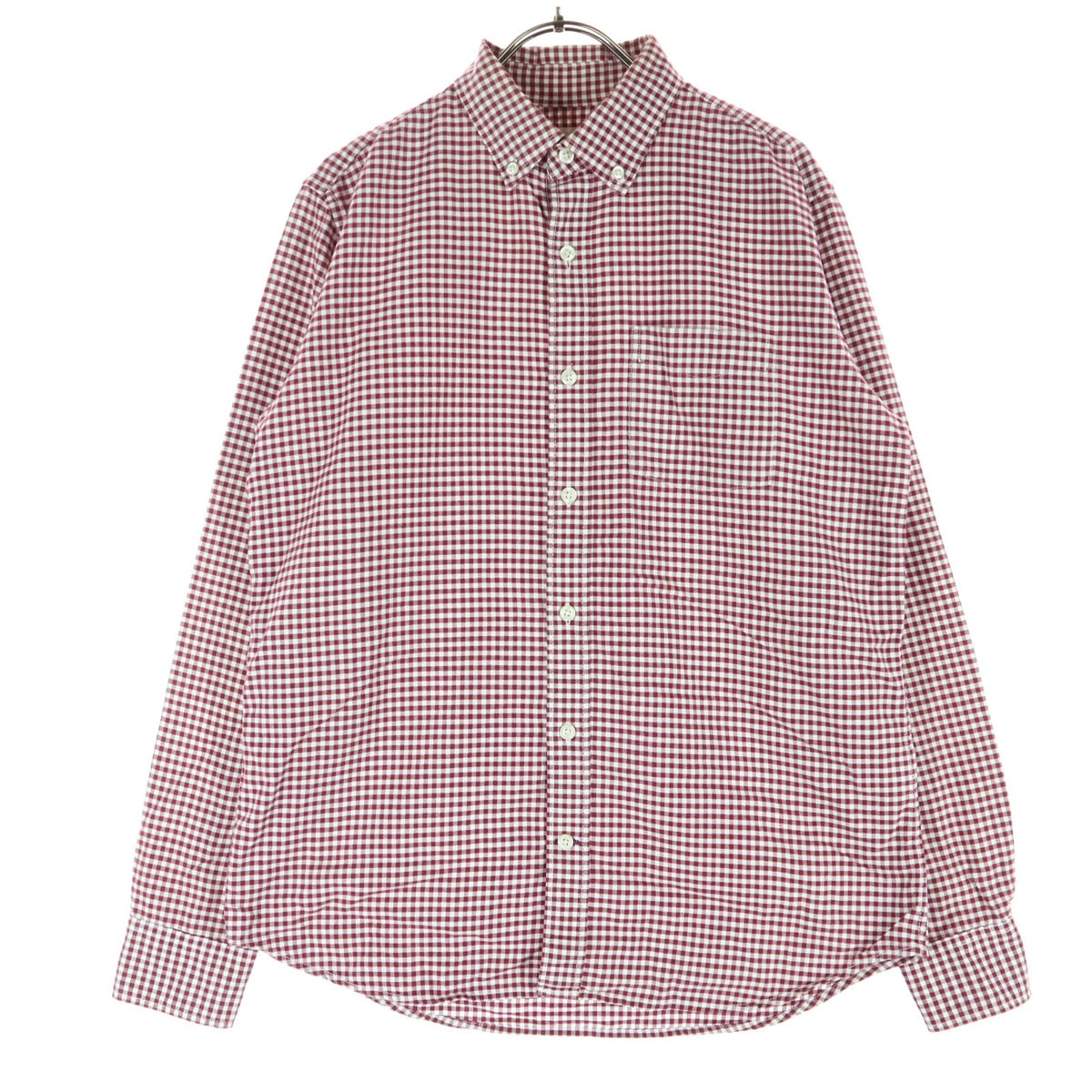 GAP ギャップ チェック柄 長袖 ボタンダウン コットンシャツ XS レッド系
