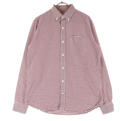 GAP ギャップ チェック柄 長袖 ボタンダウン コットンシャツ XS レッド系