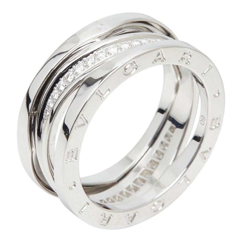 ブルガリ K18WG ホワイトゴールド 750 ダイヤモンド B-zero1 ビーゼロワン レジェンドリング 指輪 #60 メンズ BVLGARI 19号 【中古】