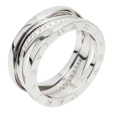 ブルガリ K18WG ホワイトゴールド 750 ダイヤモンド B-zero1 ビーゼロワン レジェンドリング 指輪 #60 メンズ BVLGARI 19号 【中古】