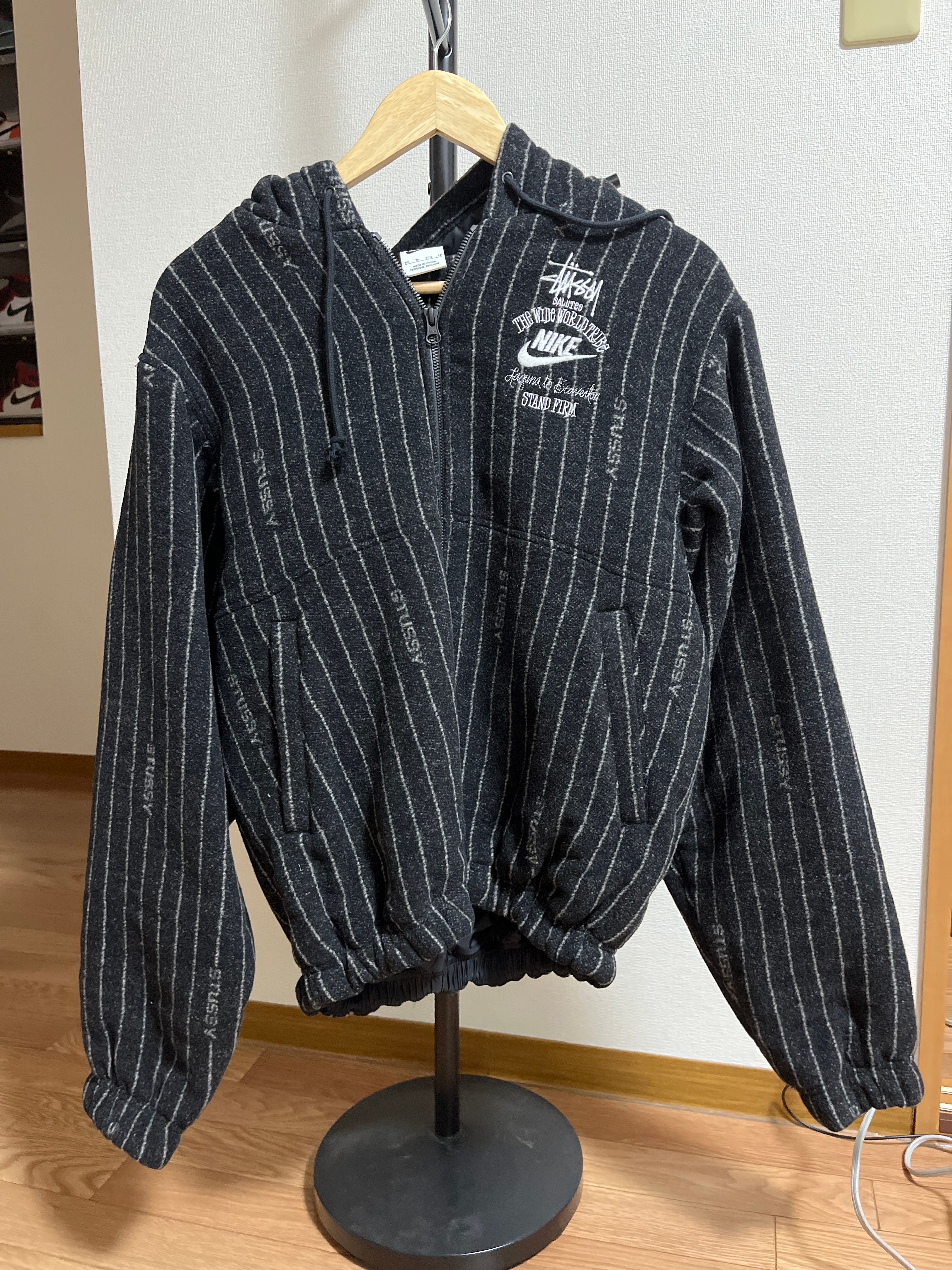 Stussy x Nike Striped Wool Jacket "Black"