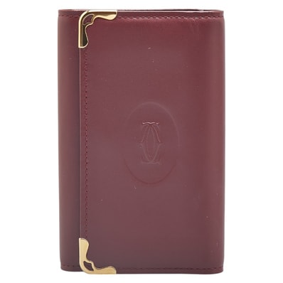 カルティエ マストライン キーケース 6連 ワインレッド レザー レディース CARTIER 【中古】