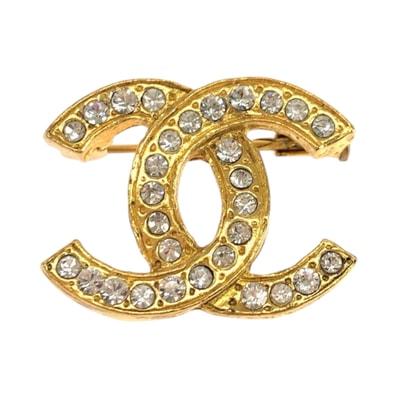 CHANEL シャネル ヴィンテージ ココマーク ラインストーン ゴールド メッキ ブローチ 504283 【中古】