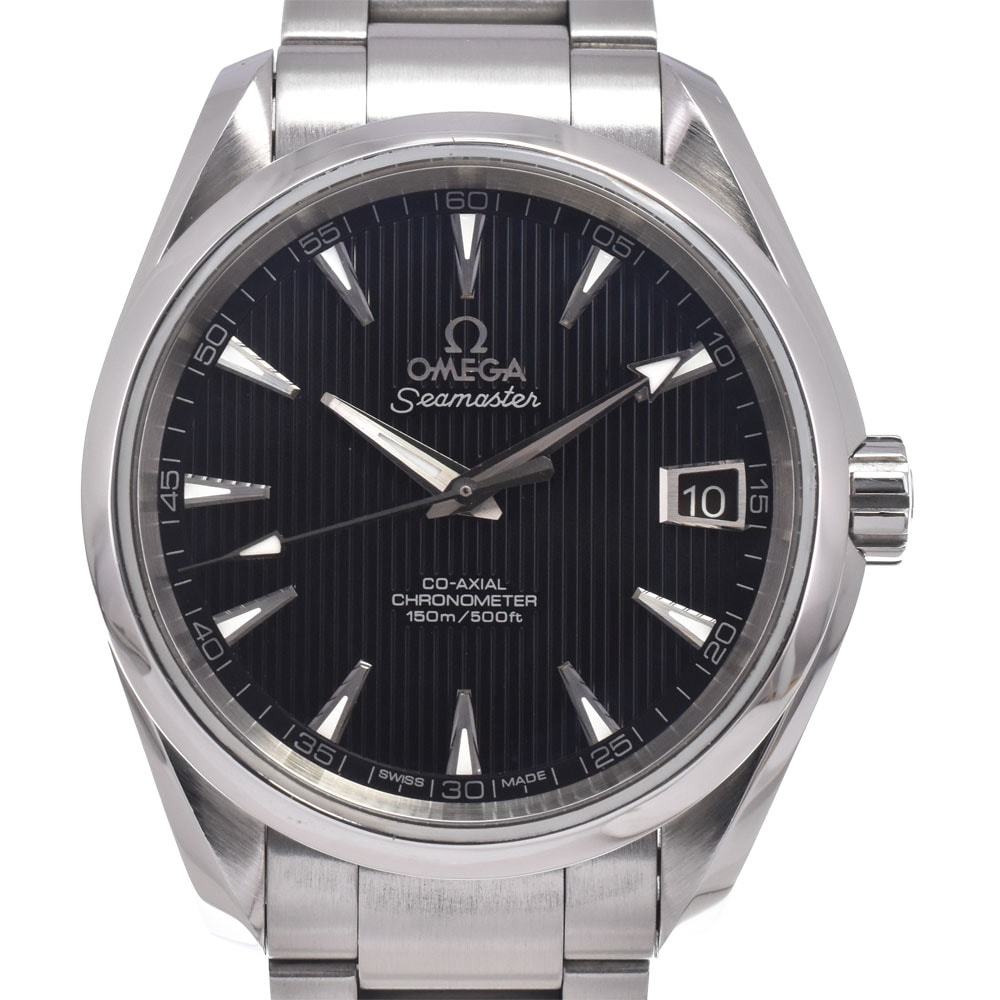 オメガ OMEGA 231.10.39.21.01.001 シーマスターアクアテラ 150m デイト ブラック 自動巻き メンズ 美品 腕時計 J#149611