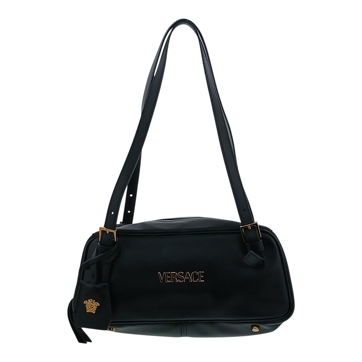 VERSACE ヴェルサーチェ メデューサチャーム ナッパ ボウリングバッグ ハンドバッグ 1015792 レザー  レディース【中古】