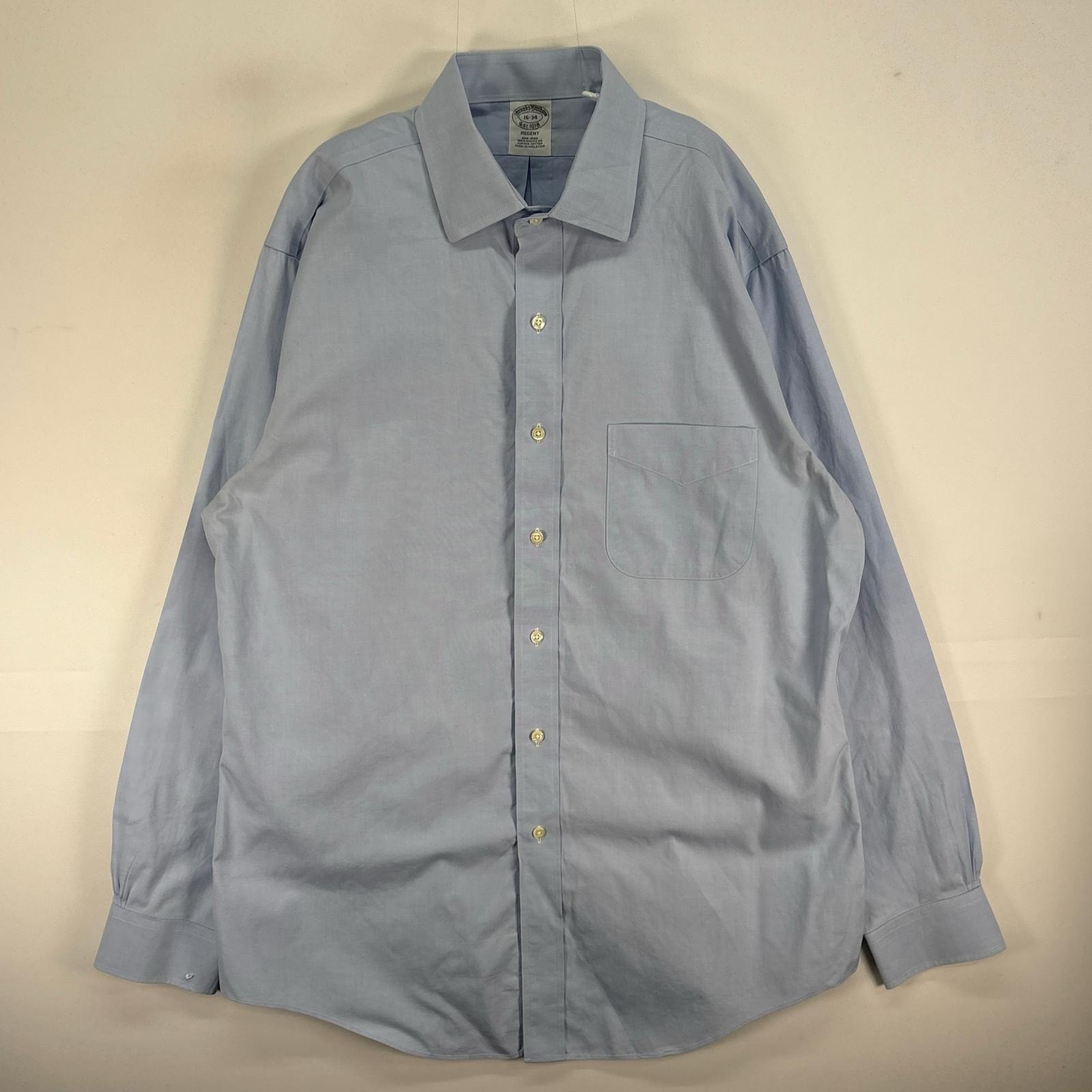 古着 ブルックスブラザーズ Brooks Brothers 長袖シャツ カラーステイ REGENT 胸ポケ L ブルー系 無地 メンズ