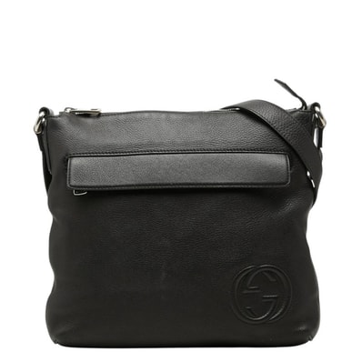 グッチ インターロッキングG 斜め掛け ショルダーバッグ 322059 ブラック レザー レディース GUCCI 中古