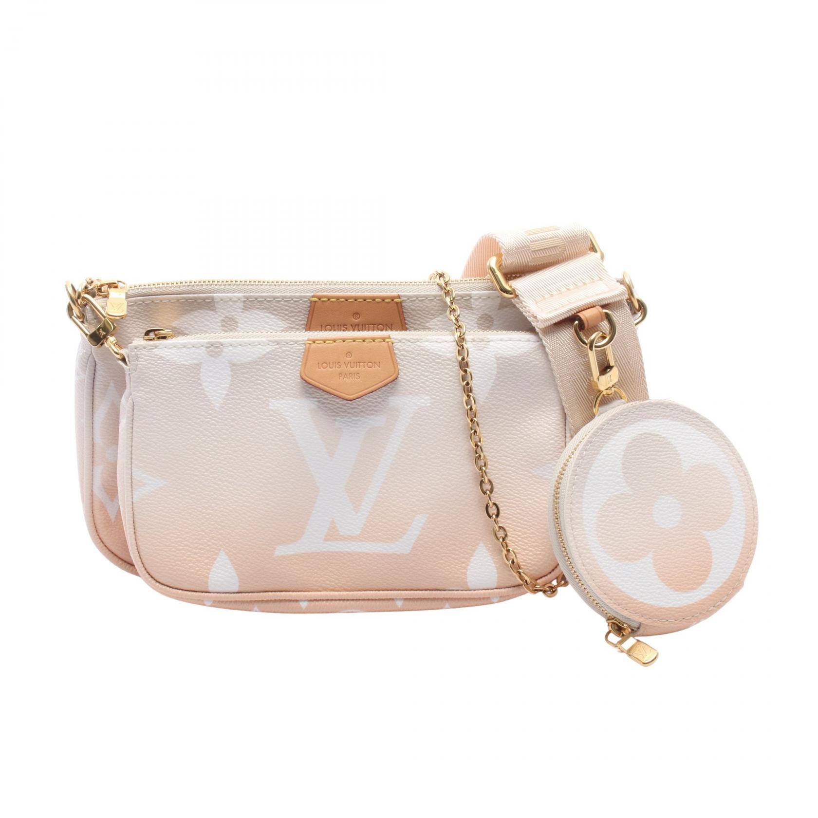 ルイ・ヴィトン LOUIS VUITTON ミュルティ ポシェットアクセソワール モノグラムジャイアント ショルダーバッグ バッグ PVCコーティングキャンバス レザー ベージュ レディース ピンク系 / ベージュ系 / ホワイト系