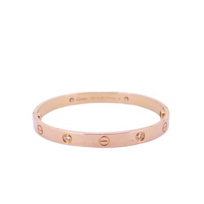 Cartier カルティエ ラブブレス K18PG ハーフダイヤ 6Pダイヤ #18 ゴールド レディース ブレスレット