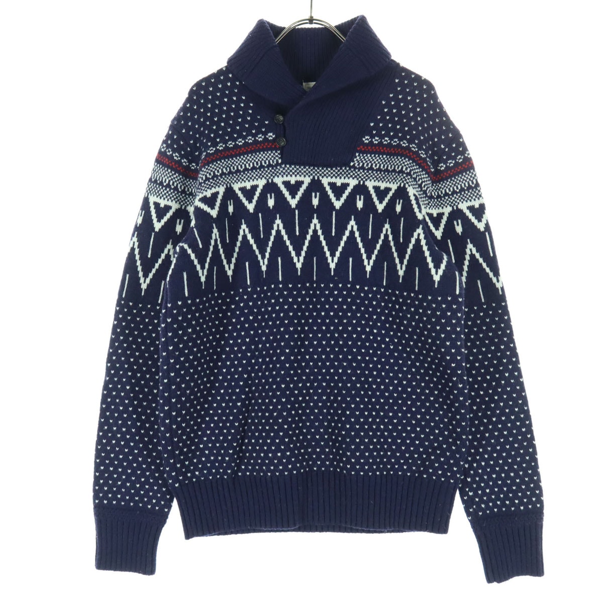 GAP ギャップ 総柄 長袖 ショールカラー セーター M ブルー