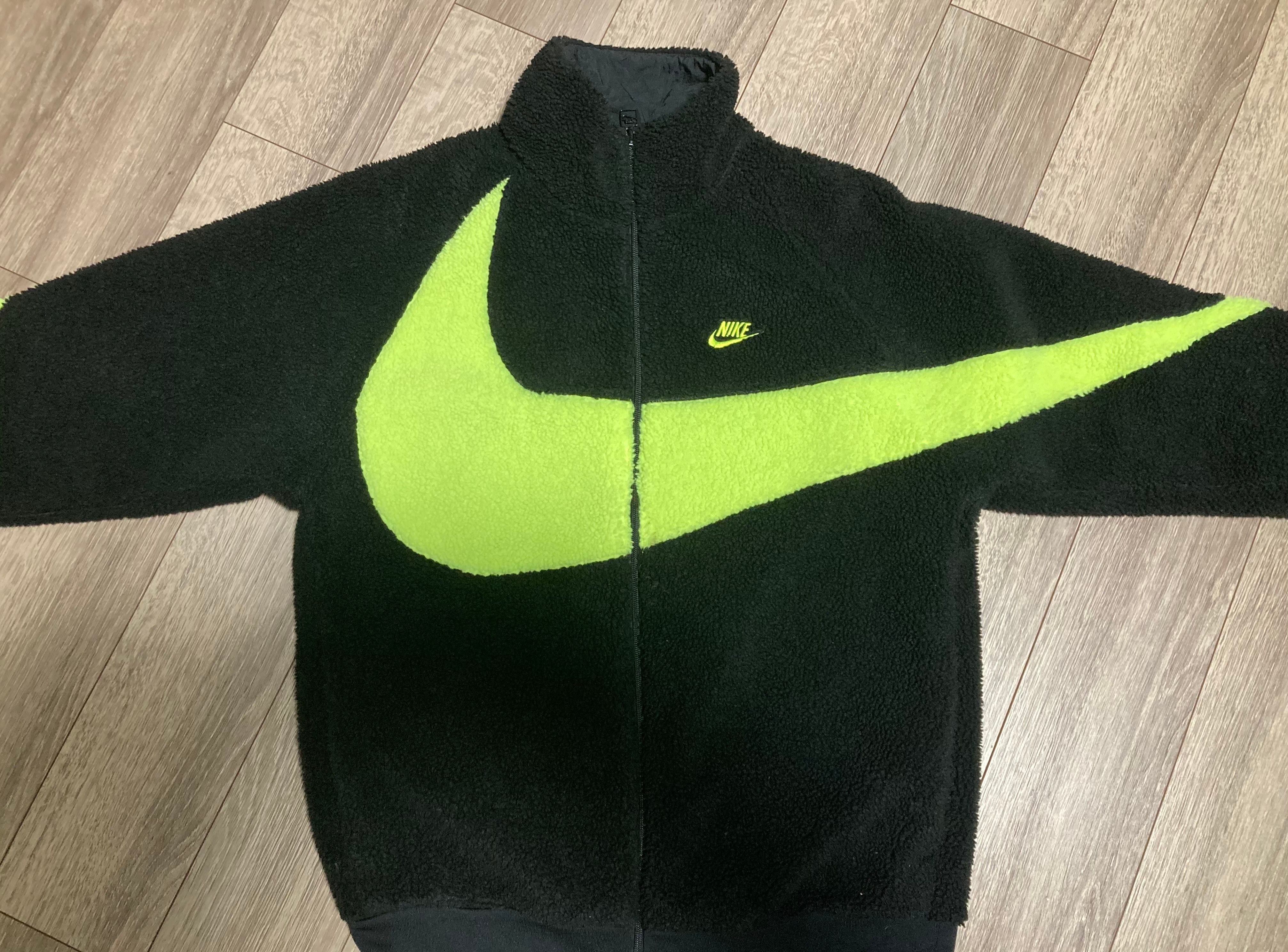 Nike Big Swoosh Reversible Boa Jacket"Black Neon"