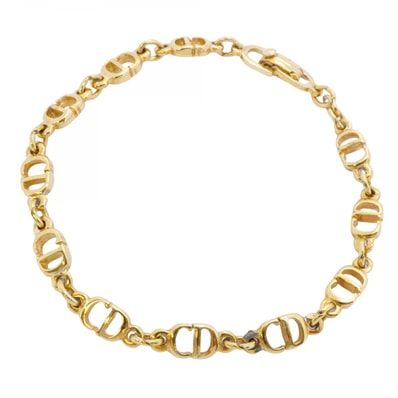 ★SALE【6jcb0744-k】クリスチャンディオール ブレスレット CDロゴ GPメッキ ゴールド【中古】レディース