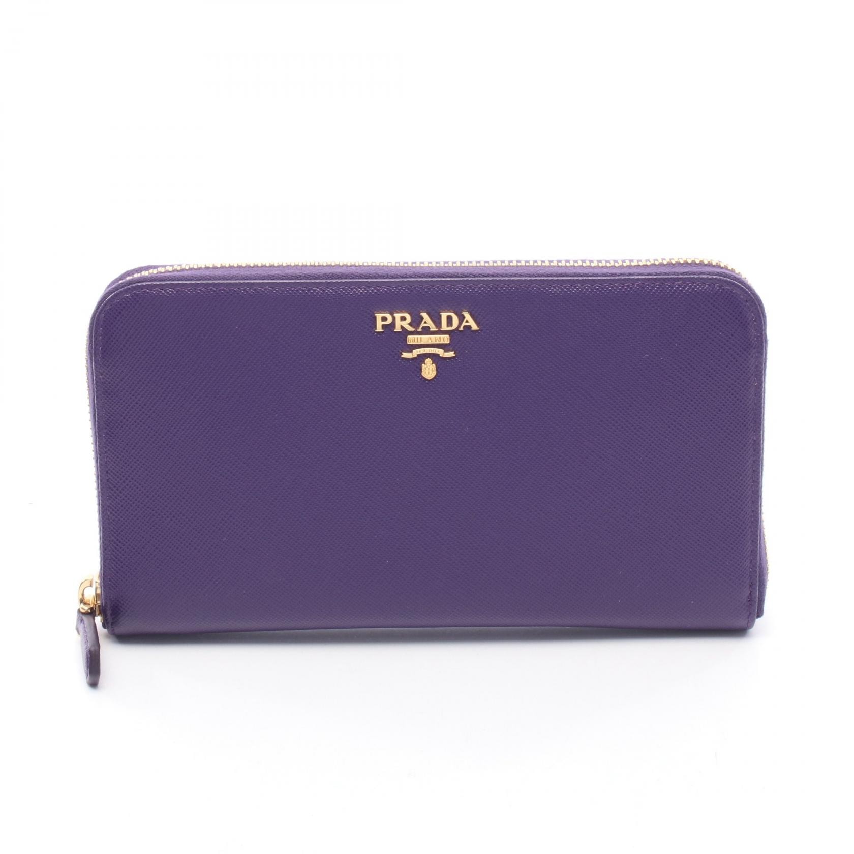 プラダ PRADA ラウンド長財布 ラウンド長財布 財布 サフィアーノレザー レディース パープル系 【中古】