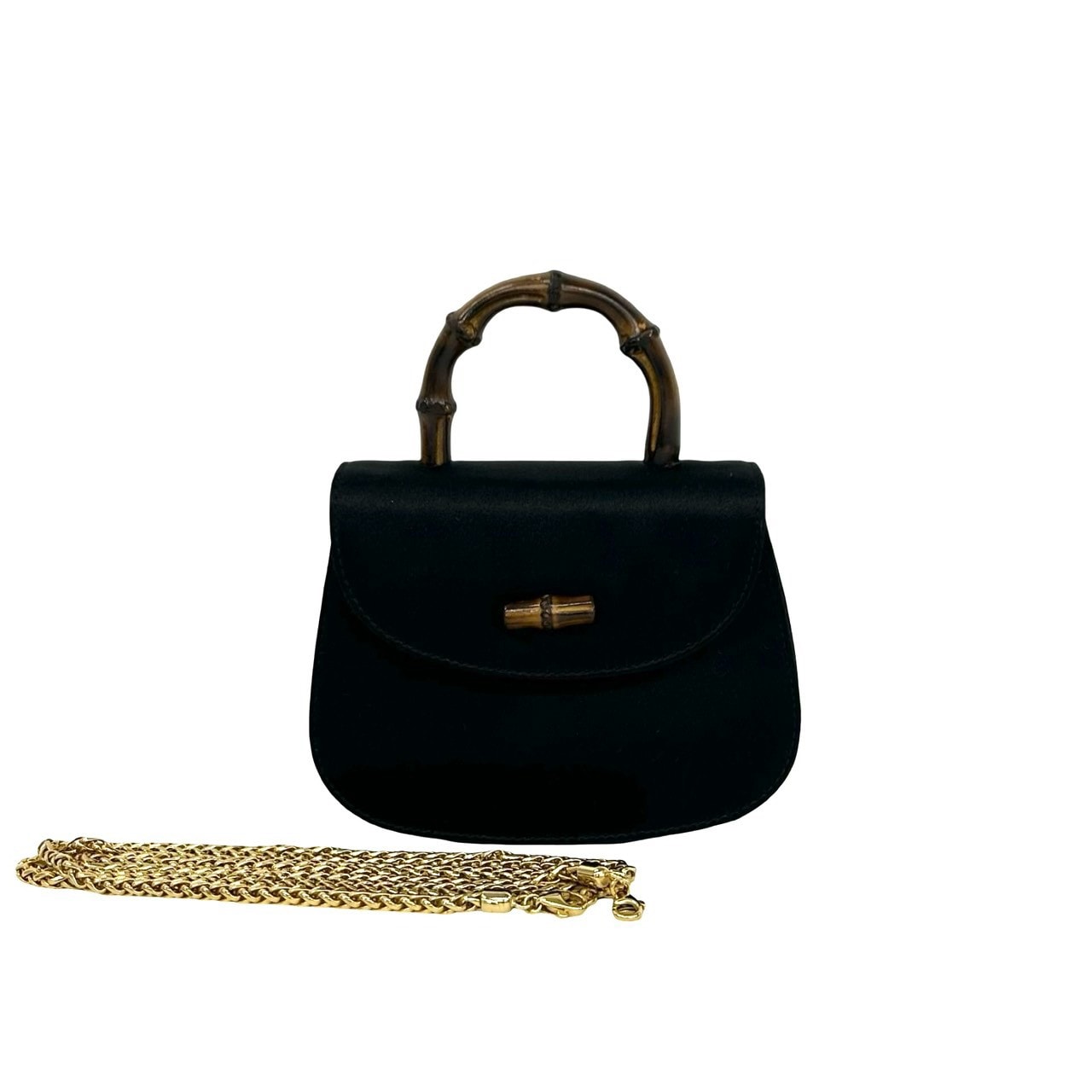 美品✨GUCCI グッチ バンブー 2way ショルダーバッグ レザー ブラック B (目立った傷や汚れなし)】GUCCI グッチ バンブー 2way サテン