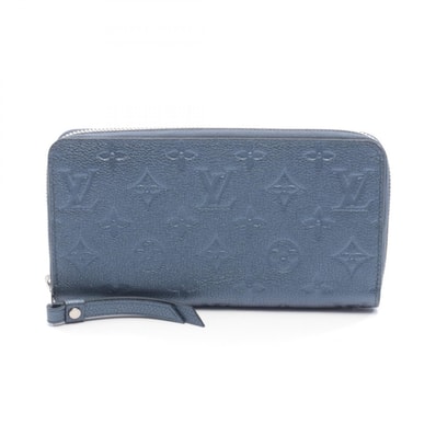 ルイ・ヴィトン LOUIS VUITTON ジッピーウォレット フライトモードコレクション ラウンド長財布 財布 レザー モノグラム・アンプラント レディース ブルー系 M80958 【中古】