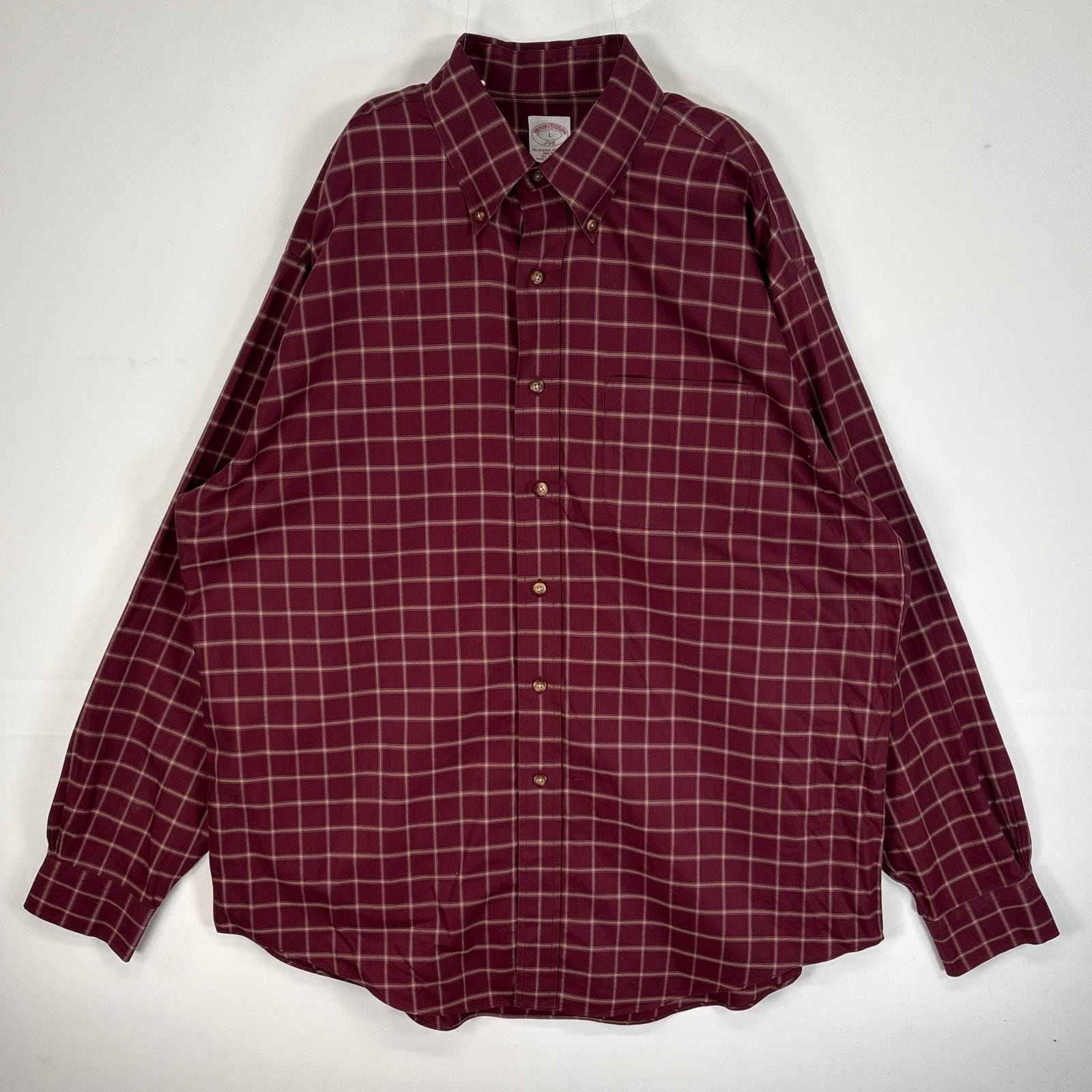 古着 ブルックスブラザーズ Brooks Brothers 長袖シャツ チェック 346 胸ポケ L  ワインレッド系 マルチカラー メンズ