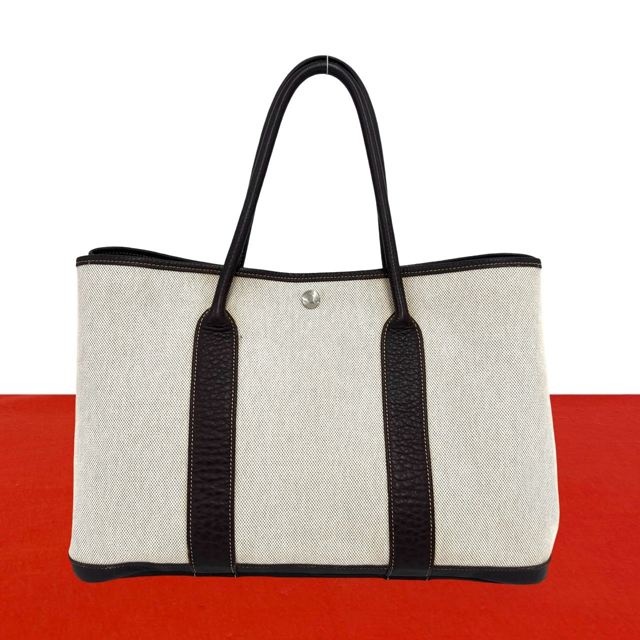 HERMES エルメス ガーデンパーティ PM トワルアッシュ ネゴンダ トートバッグ ニコチン ブラウン
 622-7