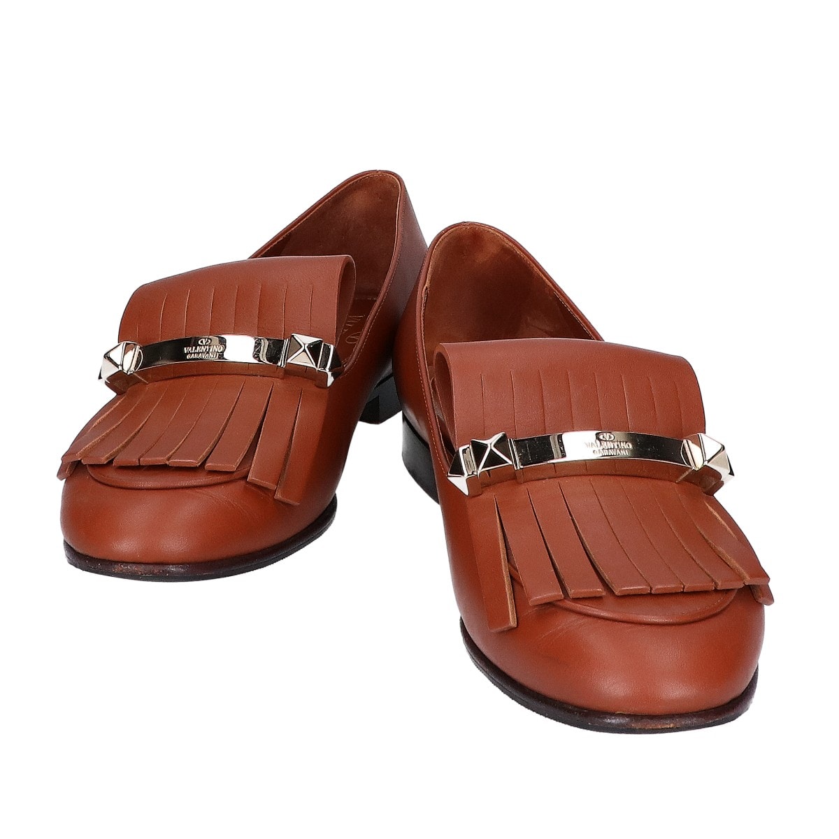 ヴァレンティノガラヴァーニ DR K84 2 ロックスタッズ フリンジ レザー ローファー 36