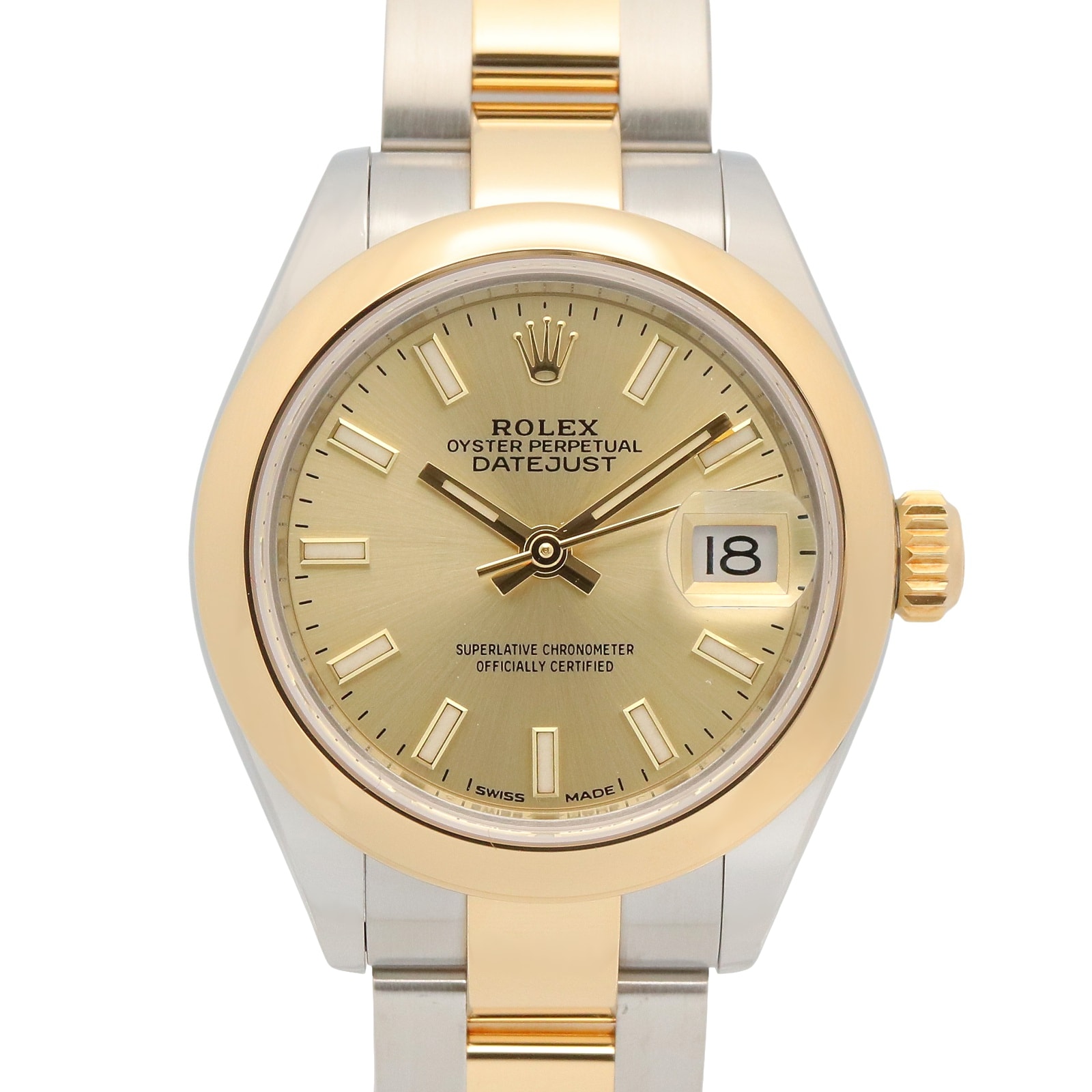 ロレックス ROLEX デイトジャスト 28 ランダム番 腕時計 時計 K18(イエローゴールド) ステンレススチール レディース ゴールド系 シャンパン/バー 279163 【中古】