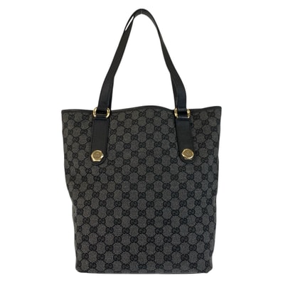 GUCCI グッチ ブラック 黒 ゴールド金具 GGキャンバス レザー/ トートバッグ ショルダーバッグ 600809 【中古】