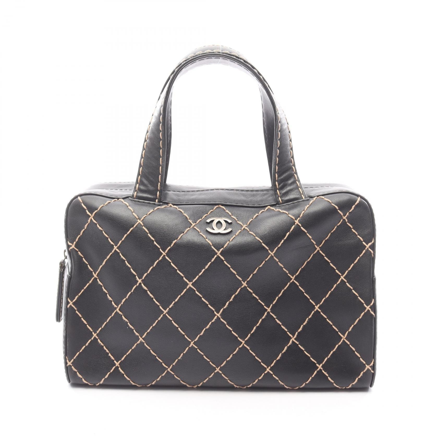 シャネル CHANEL ワイルドステッチ ハンドバッグ バッグ レザー レディース ブラック系 【中古】