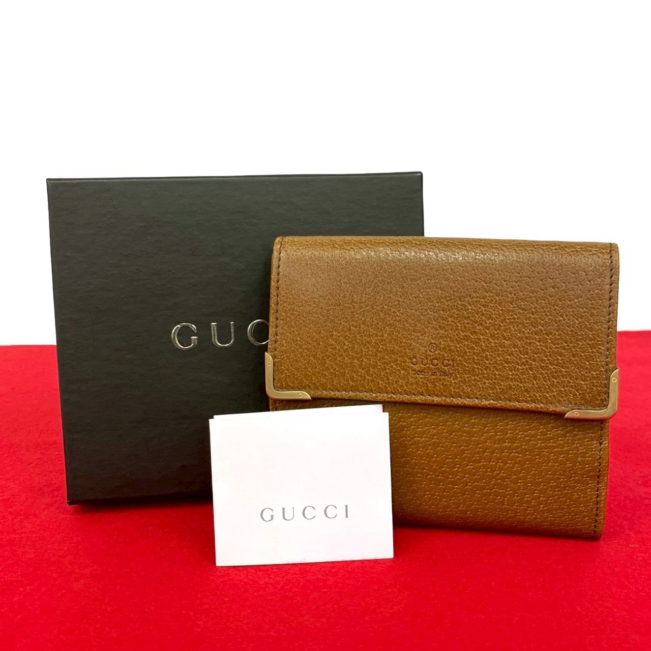 GUCCI グッチ レザー 二つ折り財布 ブラウン
 40045