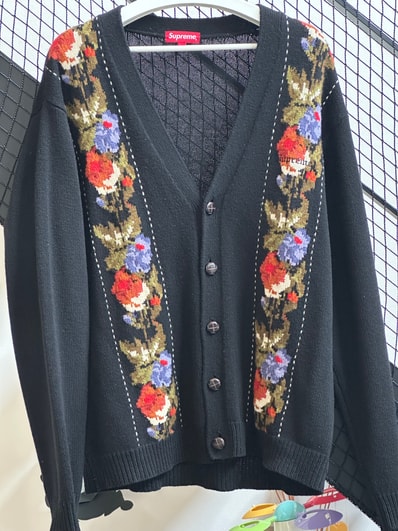 Supreme Floral Stripe Cardigan "Black"