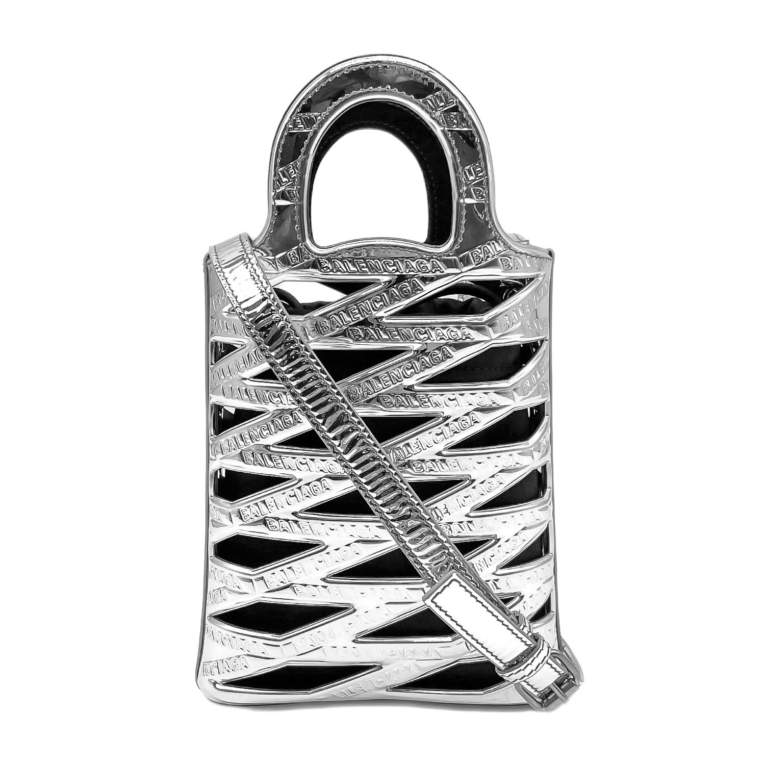 BALENCIAGA バレンシアガ ネオ フォンショルダー 2WAY ショルダーバッグ
ロゴ パテントレザー シルバー ユニセックス
【中古】