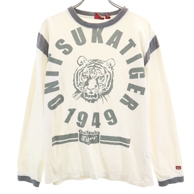 ONITSUKA TIGER オニツカタイガー 長袖 Tシャツ M アイボリー ロンT